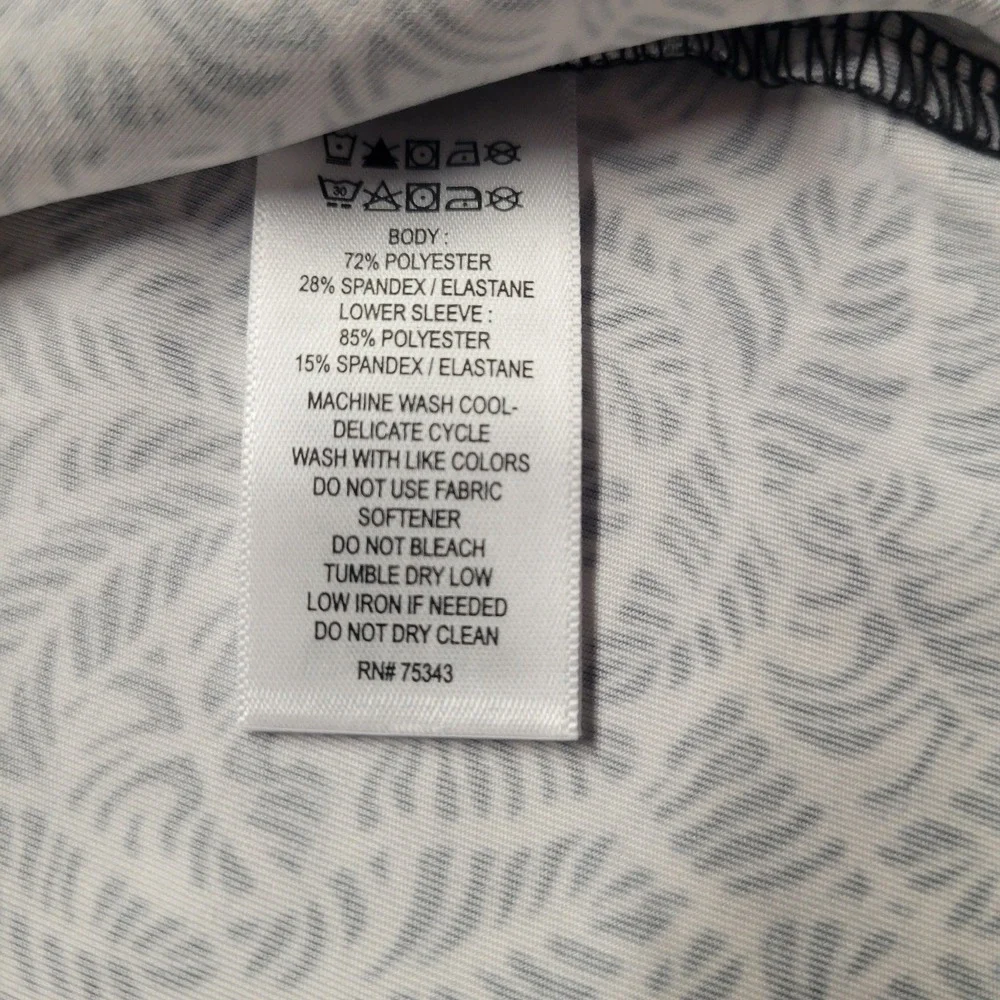 Tommy Bahama Everyday Active Womens Small Black White Palm Leaf Quarter Zip Top - Picture 8 of 9